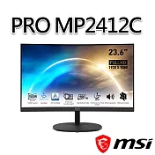 msi微星 PRO MP2412C 23.6吋 曲面螢幕 (23.6＂/1920x1080/16:9/100Hz/喇叭/曲面)