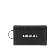 BALENCIAGA Logo 經典牛皮釦式6孔鑰匙包 (黑色)