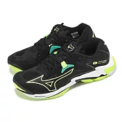 Mizuno 排球鞋 Wave Lightning Z8 男鞋 黑 綠 輕量 抓地 室內運動 羽排鞋 美津濃 V1GA2400-12