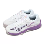 Mizuno 排球鞋 Thunder Blade Z 女鞋 白 紫 入門款 室內運動 羽排鞋 美津濃 V1GC2370-10