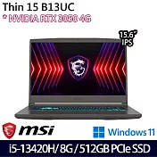 【MSI】微星 Thin 15 B13UC-2017TW 15.6吋/i5-13420H/8G/512G SSD/RTX3050/Win11/ 電競筆電