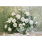 【LAVOD 線上藝廊】藝術微噴油畫 40X60CM 無框畫+實木框-原木色 藝術掛畫 | 客廳掛畫 白色玫瑰