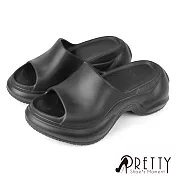 【Pretty】女 拖鞋 厚底拖鞋 防水 輕量 支撐 增高 一體成型 JP25 黑色