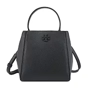 TORY BURCH McGraw 荔枝紋手提/斜背水桶包-小/ 黑