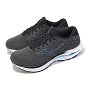 Mizuno 慢跑鞋 Wave Inspire 20 男鞋 超寬楦 黑 藍 支撐 波浪片 運動鞋 美津濃 J1GC2445-52