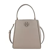 TORY BURCH McGraw 荔枝紋手提/斜背水桶包-小/ 灰