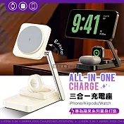 LISEN 三合一折疊磁吸無線充電座 角度可調節 iPhone/Watch/Airpods 曜石黑