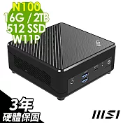 MSI CUBI 迷你電腦 (N100/16G/2TB+512G SSD/W11P)