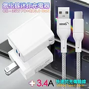 CITY 35W Gan氮化傢Type-C(PD)+USB快充白+HANG 高密編織 Type-C USB 3.4A快充充電線25cm 灰色