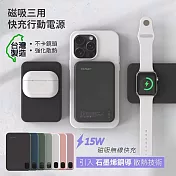 POLYBATT 石墨烯銅導散熱 15W磁吸MagSafe三用快充行動電源(臺灣製造) 櫻花粉