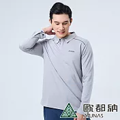 【ATUNAS 歐都納】男款羊毛長袖POLO衫A1PS2315M- XL 灰