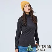 【ATUNAS 歐都納】女款羊毛長袖POLO衫A1PS2316W- XL 黑