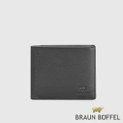 【BRAUN BUFFEL 德國小金牛】台灣總代理 艾康-A 14卡中間翻透明窗短夾-黑色/BF554-317-BK