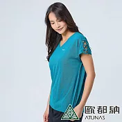 【ATUNAS 歐都納】女款ATUNAS-TEX吸濕排汗短袖T恤A2TS2314W- S 森林綠