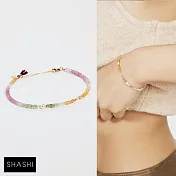 SHASHI 紐約品牌 Ella 天然彩寶手鍊 微顆粒款 白珍珠X粉紅碧璽X綠碧璽X黃碧璽手鍊