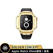 ★送原廠好禮★Golden Concept Apple Watch 41mm 保護殼 ROL41 金錶殼/黑皮革錶帶 (Royal Leather)