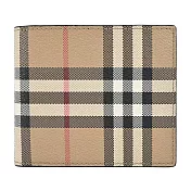 BURBERRY 經典格紋帆布對開8卡短夾(卡其)