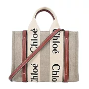 Chloe Woody tote bag 新款帆布兩用托特包(小號) 焦糖咖色