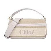 Chloe Woody  TUBE SHOULDER BAG帆布兩用圓筒包 淺灰