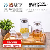 【CookPower 鍋寶】PURE耐熱玻璃壺1600ml_二入組 透明