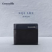 【Crocodile】鱷魚皮件 男生皮夾/錢包 12卡中翻子夾 壓釦零錢袋-植物鞣革-Square2.0系列-0103-11602 夜幕藍黑