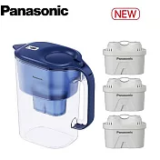 Panasonic 國際牌 台灣水質專用 3.5L濾水壺(1機+3芯)特惠組 TK-CNP55-A/W-3 TK-CNP55-A-3 藍色三濾芯組