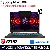 【全面升級】MSI微星 Cyborg 14 A13VF-026TW 14吋/i7-13620H/32G/1TB SSD/RTX4060/Win11/ 電競筆電