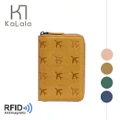 KaLala 狂想飛行壓紋 RFID防盜刷登機護照夾/證件收納包 淺棕