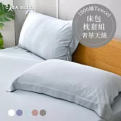 法國CASA BELLE《淡雅淨色》加大天絲床包枕套組(共五色)-藍色