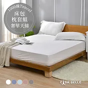 法國CASA BELLE《淡雅淨色》雙人天絲床包枕套組(共五色)-白色