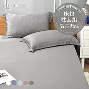 法國CASA BELLE《淡雅淨色》特大天絲床包枕套組(共五色)-灰色
