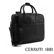 【Cerruti 1881】限量2折 義大利頂級小牛皮公事包肩背包 全新專櫃展示品(黑色 CECA03325M)