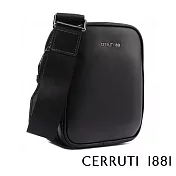 【Cerruti 1881】限量2折 義大利頂級小牛皮側背包肩背包 全新專櫃展示品(黑色 CEBO05608M)