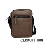 【Cerruti 1881】限量2折 義大利頂級小牛皮側背包肩背包 全新專櫃展示品(深咖啡色 CEBO05649M)