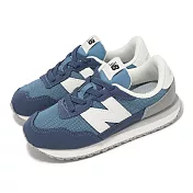 New Balance 休閒鞋 237 中童 寬楦 鷺藍 復古靛藍 緩衝 麂皮 拼接 小朋友 運動鞋 NB PH237LBW-W