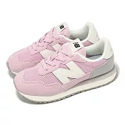 New Balance 休閒鞋 237 中童 寬楦 中古粉 雨雲灰 緩衝 麂皮 拼接 小朋友 運動鞋 NB PH237LMP-W