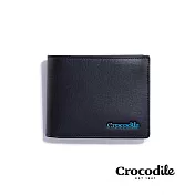 Crocodile鱷魚皮件 零錢包皮夾 錢包 短夾 9卡夾 Oxford牛津系列-0103-11102-黑藍兩色 -黑色