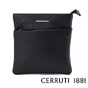 【Cerruti 1881】限量2折 義大利頂級小牛皮側背包肩背包 全新專櫃展示品(黑色 CEBO06023M)