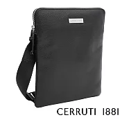 【Cerruti 1881】限量2折 義大利頂級小牛皮側背包肩背包 全新專櫃展示品(黑色 CEBO06062M)