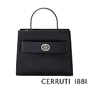 【Cerruti 1881】限量2折 義大利頂級小牛皮女用手提包肩背包 全新專櫃展示品(黑色 CEBA06183M)