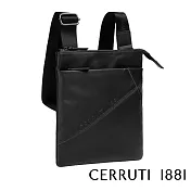 【Cerruti 1881】限量2折 義大利頂級小牛皮肩背包側背包 全新專櫃展示品(黑色 CEBO06257M)