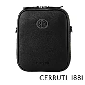 【Cerruti 1881】限量2折 義大利頂級小牛皮側背包肩背包 全新專櫃展示品(黑色 CEBO06465M)