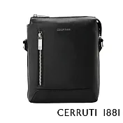 【Cerruti 1881】限量2折 義大利頂級小牛皮側背包肩背包 全新專櫃展示品(黑色 CEBO06558M)