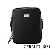 【Cerruti 1881】限量2折 義大利頂級小牛皮側背包肩背包 全新專櫃展示品(黑色 CEBO06587M)