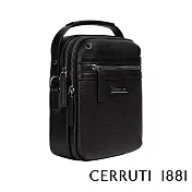 【Cerruti 1881】限量2折 義大利頂級小牛皮側背包肩背包 全新專櫃展示品(黑色 CEBO06591M)