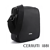 【Cerruti 1881】限量2折 義大利頂級小牛皮側背包肩背包 全新專櫃展示品(黑色 CEBO06596M)