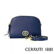 【Cerruti 1881】限量2折 義大利頂級小牛皮女用側背包肩背包 全新專櫃展示品(深藍色 CEBA06619M)