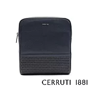 【Cerruti 1881】限量2折 義大利頂級小牛皮側背包肩背包 全新專櫃展示品(黑色 CEBO06693M)