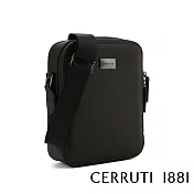 【Cerruti 1881】限量2折 義大利頂級小牛皮側背包肩背包 全新專櫃展示品(黑色 CEBO06751M)