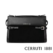 【Cerruti 1881】限量2折 義大利頂級小牛皮女用手提包側背包肩背包 全新專櫃展示品(黑色 CEBA06853M)